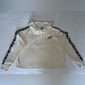 Puma Cream Cropped Hoodie with Black Accents